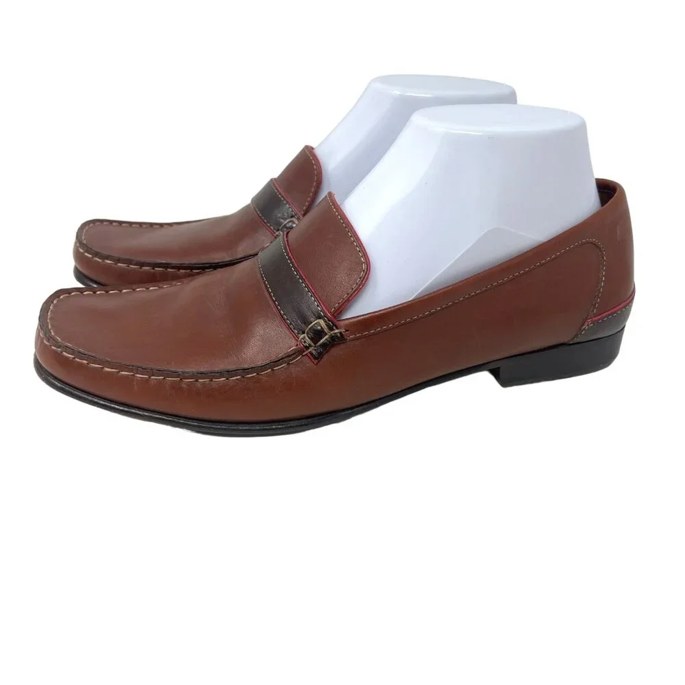 Cole Haan  Womens‎ Shardae Moc Loafer Nutmeg Brown Red Accent Size 9B
